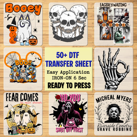 Cute Ghostly White Cat Halloween Coffee DTF Transfer Ready To Press for Women's T-Shirt or Sweatshirt