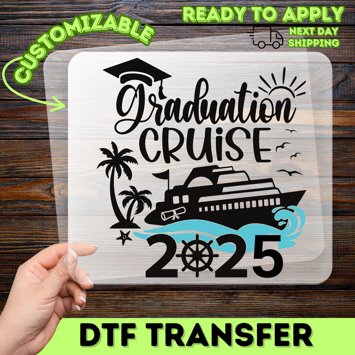 Graduation Cruise DTF Transfer Iron-On for Class of 2023 Apparel, Ready To Press Grad Celebration Theme for T-shirts & Hoodies