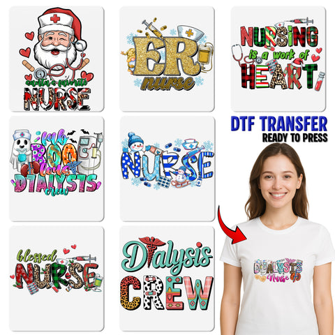 Cute Nurse Appreciation DTF Transfer for Healthcare Workers, Ready to Press Iron-On Design for Shirts & Hoodies