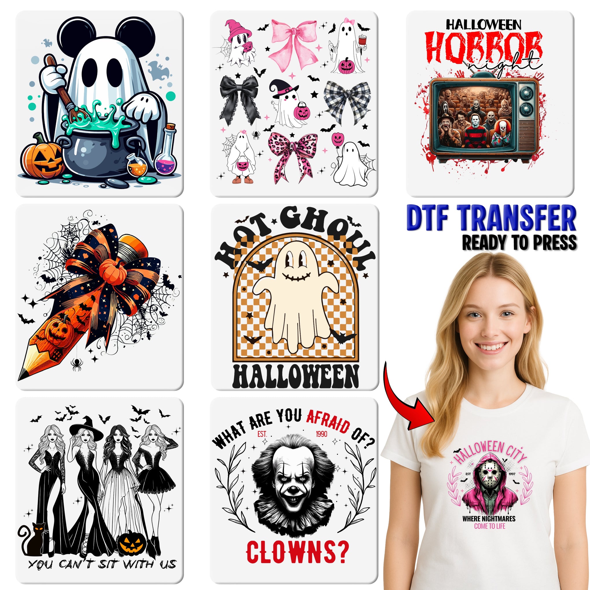 Cute Superhero Ghosts DTF Transfer - Funny Halloween Ready to Press Iron-On for Family & Comic Fans Apparel