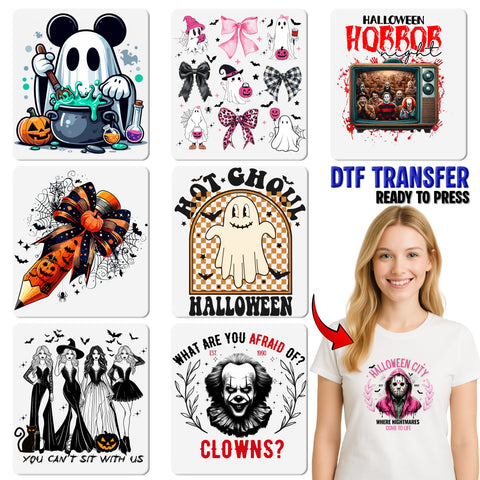 Cute Superhero Ghosts DTF Transfer - Funny Halloween Ready to Press Iron-On for Family & Comic Fans Apparel