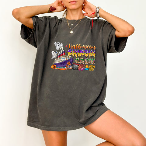 Halloween Cruise DTF Transfer | Ghostly Crew Shirt Design | Cute Nautical Iron-On for Group Halloween Party