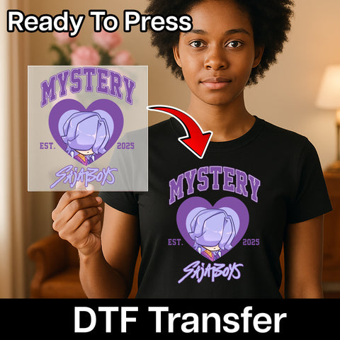 Mystery Anime Heart Ready To Press DTF Transfer for Group Event Shirts & Apparel Anime Enthusiasts Team Building