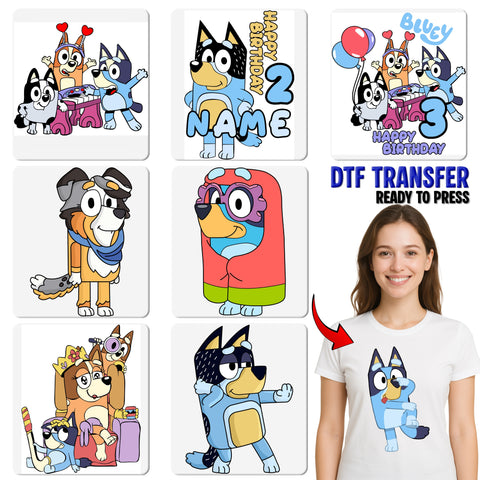 Cute Cartoon Dog DTF Transfer for Kids T-Shirts, Ready To Press Iron-On Design, Playful Animal Print for Dog Lovers