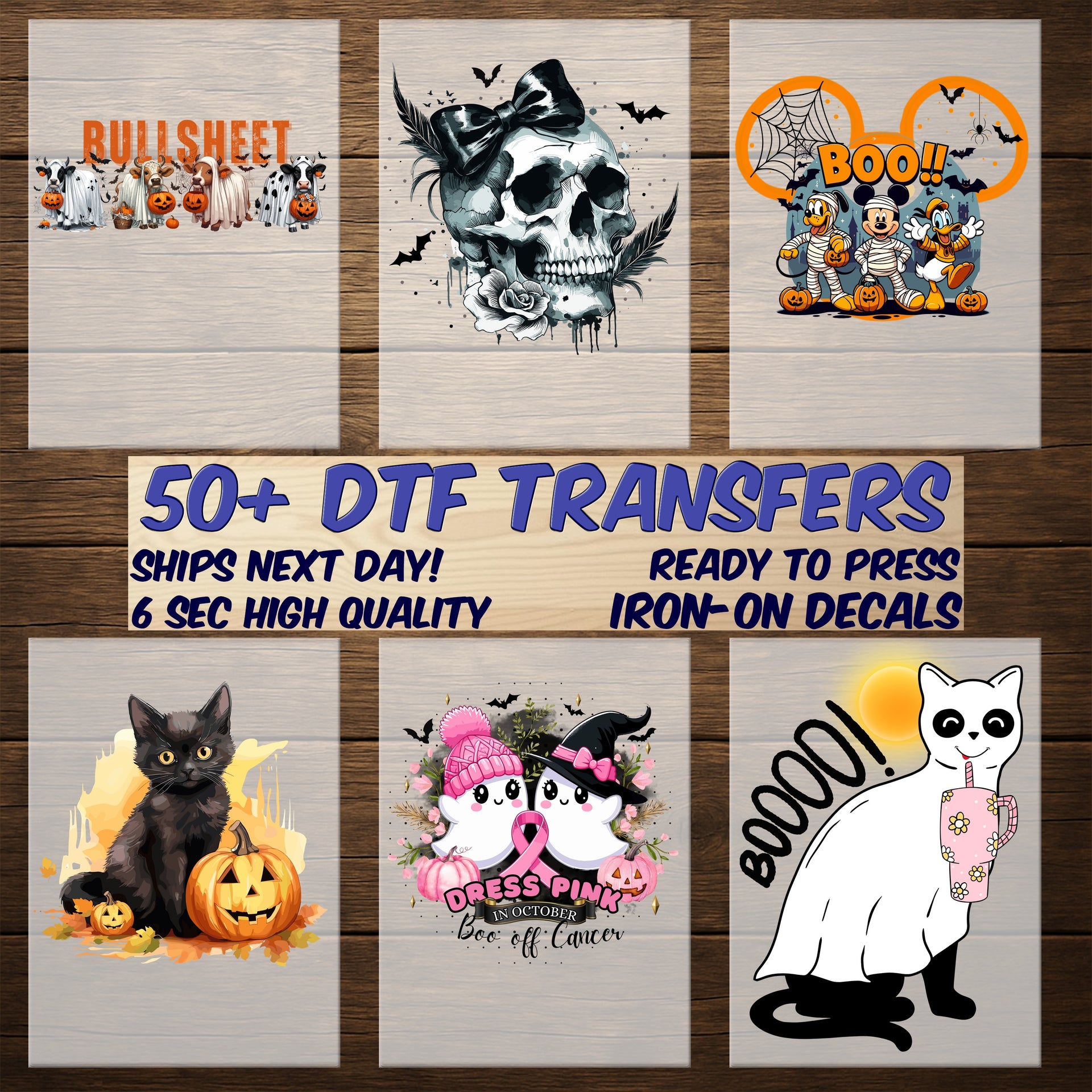 Cute Horror Halloween DTF Transfer Funny Iron-On for Coffee Lovers & Horror Fans Apparel