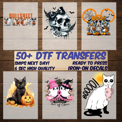 Cute Horror Halloween DTF Transfer Funny Iron-On for Coffee Lovers & Horror Fans Apparel