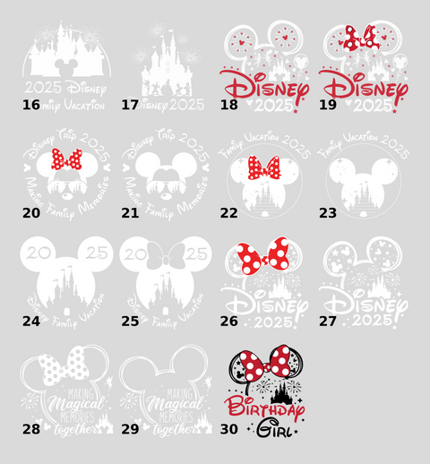 Disney Vacation 2025 DTF Transfer Ready To Press Family Disney Trip T-Shirt for Disney Fans & Enthusiasts