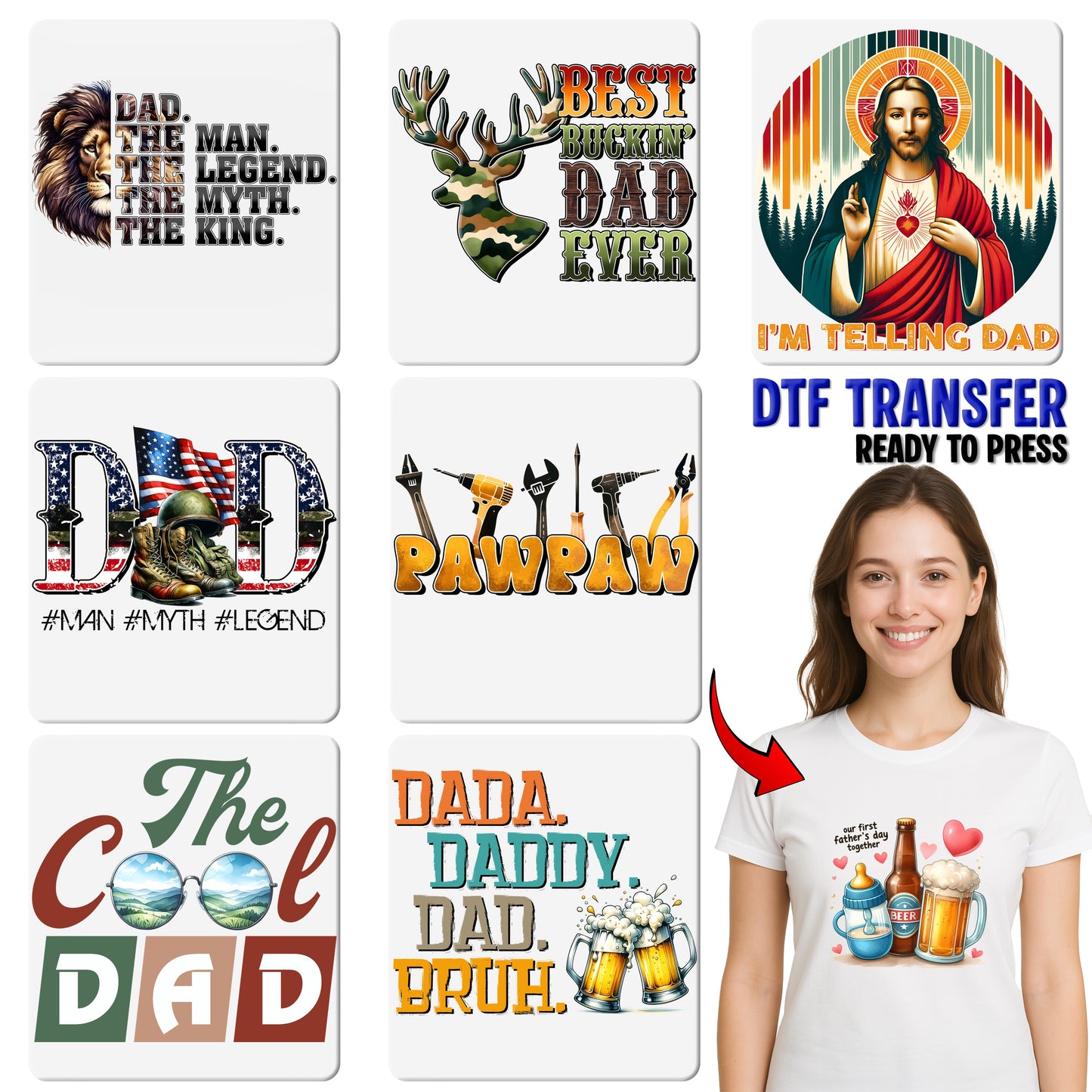 Retro Papaw DTF Transfer Father's Day Gift Iron-On for Vintage Grandpa Shirt & Personalized Family Apparel