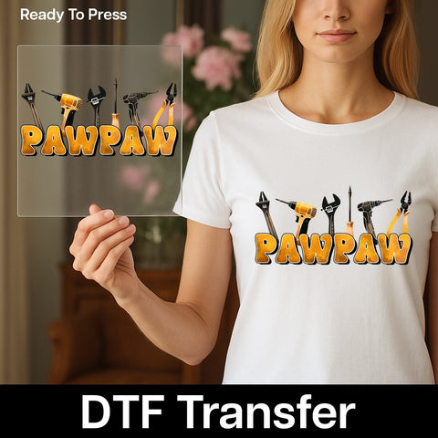 Retro Pawpaw DIY Handyman Tools DTF Transfer for Father's Day Grandfather T-shirt & Sweatshirt Gift