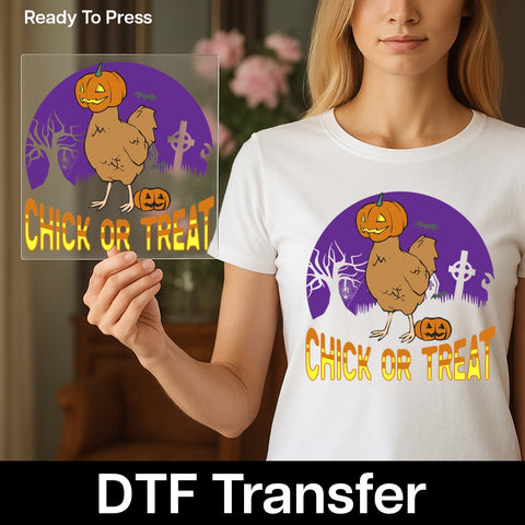 Funny Halloween Chick or Treat DTF Transfer Ready to Press Iron-On for Family & Group Apparel