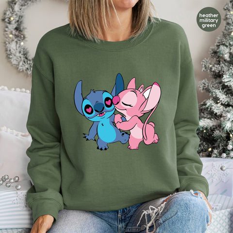 Cute Alien Love DTF Transfer for Valentine's Day Apparel | Cartoon Couple Iron-On for Shirts & Hoodies | Ready To Press
