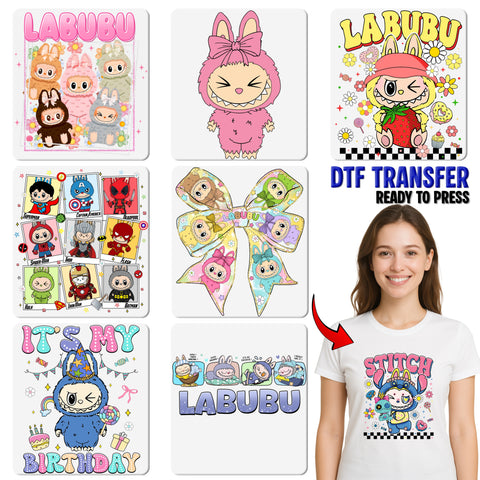 Cute Birthday Party Character DTF Transfer for Kids T-shirts - Ready to Press Happy Celebration & Iron-On