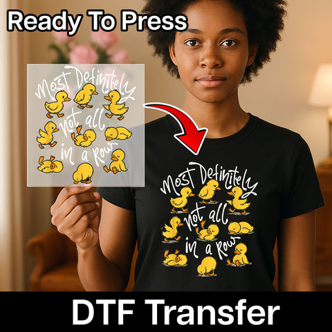 Cute Funny Duck DTF Transfer Iron-On Not In A Row Animal T-Shirt for Families & Friends Apparel Gift