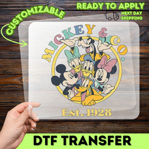 Nostalgic Vintage Cartoon Friends DTF Transfer for Family Apparel - Cute Retro Group Tee, Ready to Press, Iconic Animation Fans