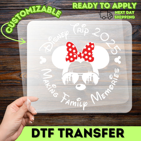 Cute Family Disney Trip 2025 DTF Transfer | Ready To Press Polka Dot Fun Iron-On for Family Reunion & Group Travel Shirts