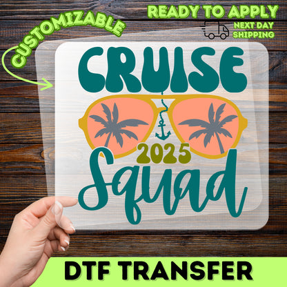 Cruise Squad 2025 Retro Cute DTF Transfer for T-shirts & Apparel - Ready to Press Group Vacation Holiday Outfit
