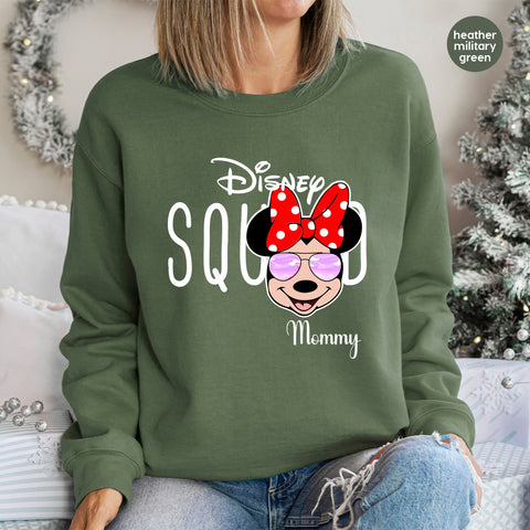Cute Disney Squad Minnie Mouse DTF Transfer, Mommy Matching Family Disney Shirt Iron-On, Ready to Press Theme Park Apparel