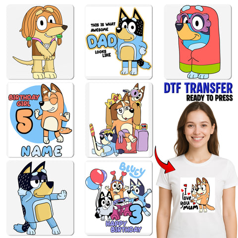 Cute Family Celebration DTF Transfer with Playful Cartoon Themes for T-Shirt or Hoodie Iron-On