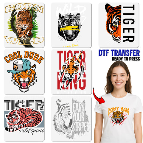 Fierce Tiger DTF Transfer Iron-On for Sports Teams, School Spirit, Wildlife Lover T-Shirt, Modern Bold Animal Design