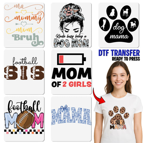 Cute Football Mom Leopard & Floral DTF Ready To Press Iron-On Transfer for Fun Sports Enthusiast Apparel & Gifts