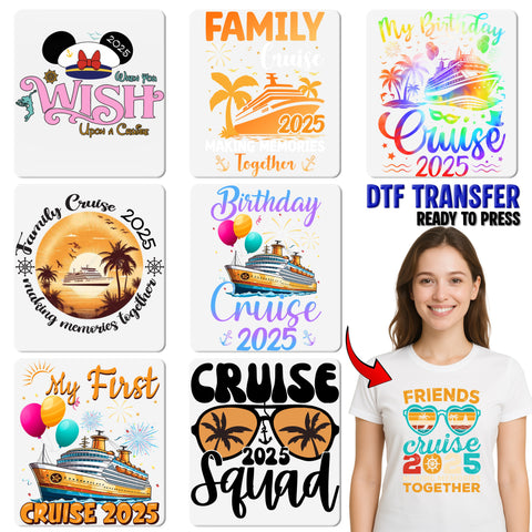 Cruise Squad 2025 Retro Cute DTF Transfer for T-shirts & Apparel - Ready to Press Group Vacation Holiday Outfit