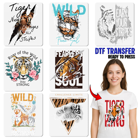 Cute Tiger Cub Iron-On DTF Transfer for Kids T-Shirt - Fun Jungle Theme Birthday & Family Apparel