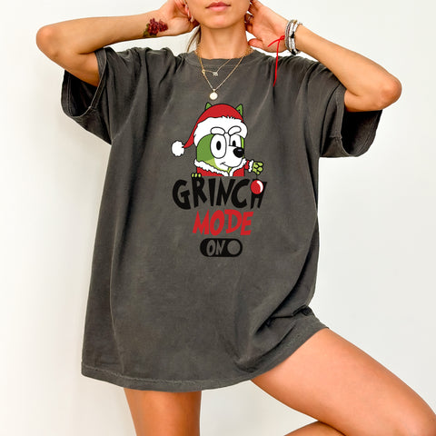 Grinch Mode ON Funny Christmas DTF Transfer for T-Shirts & Sweatshirts Iron-On Ready To Press Humorous Holiday Apparel