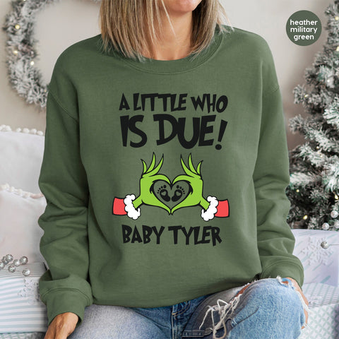 Funny Christmas Pregnancy Announcement DTF Transfer, Dr. Seuss Xmas Iron-On Ready To Press for Holiday Shirts, Cute Family Reveal Apparel