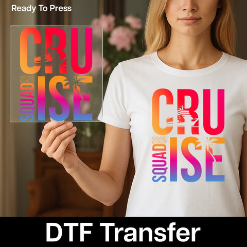 Cruise Squad 2025 DTF Transfer Palm Tree Fun Group Travel Shirt for Family & Friends Ready To Press
