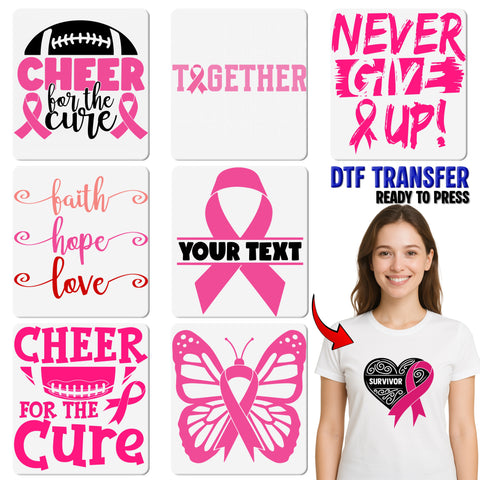 Breast Cancer Awareness DTF Transfer Volleyball Team Shirt Together We Fight Pink Ribbon Sports Ready To Press Iron-On Apparel