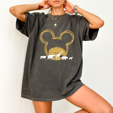 Safari Adventure Mouse Ear Iron-On DTF Transfer for Family Vacation & Theme Park Apparel - Ready To Press Wildlife Group T-shirt Design