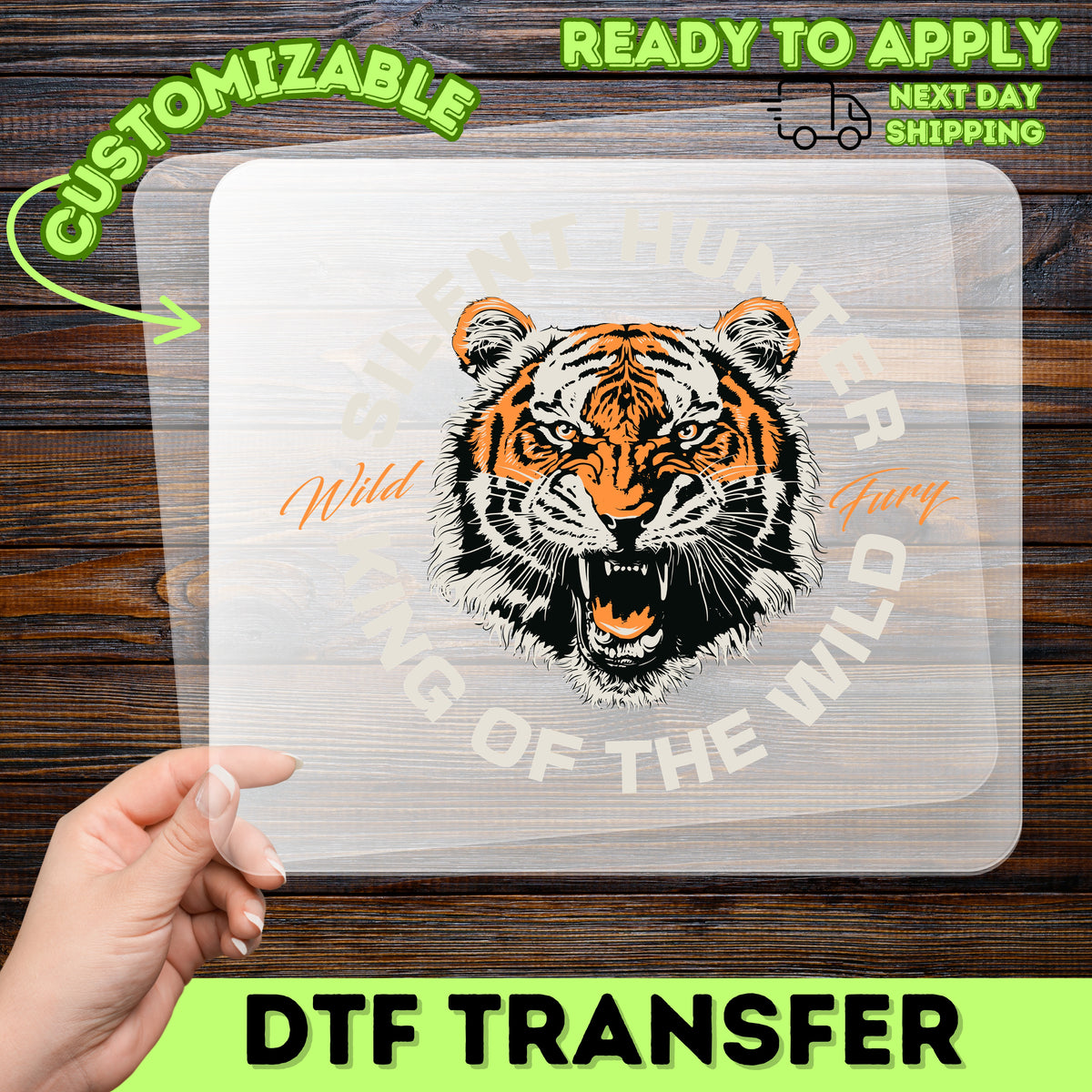 Fierce Tiger DTF Transfer for Wildlife Enthusiasts, Retro Bold Animal King of the Wild t-shirt, Adventure & Team Apparel