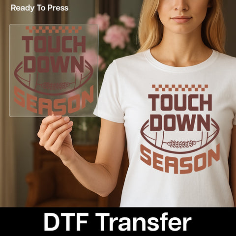 Touchdown Season Retro Football DTF Transfer for Game Day Shirts & Hoodies – Ready to Press Iron-On for Football Fans