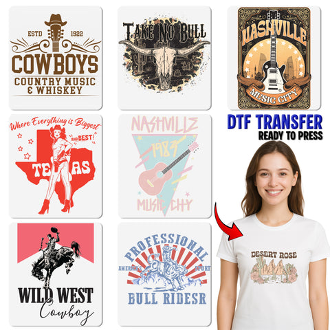Retro Neon Western & Cowgirl Funny DTF Transfer for Bachelorette Party T-Shirts - Ready to Press Pop Art Apparel for Women