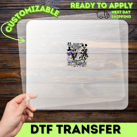 Cute Halloween DTF Transfer for Halloween Family Shirt - Funny Iron-On Design with Theme Park Characters & Halloween Costumes