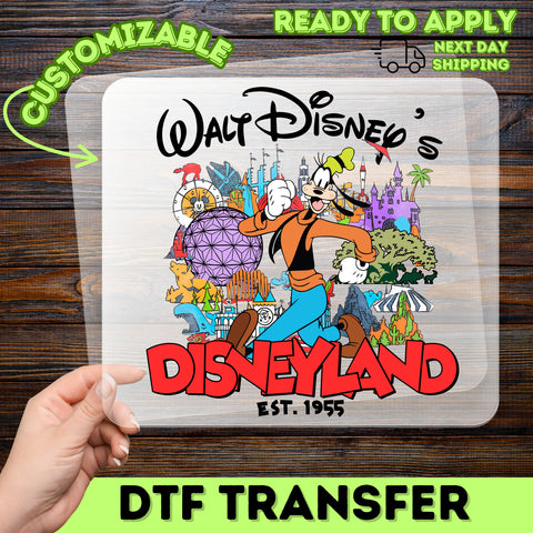 Retro Amusement Park Animation DTF Transfer for Family Vacation Tee Iron-On Ready to Press Fun Group Trip Souvenir Apparel