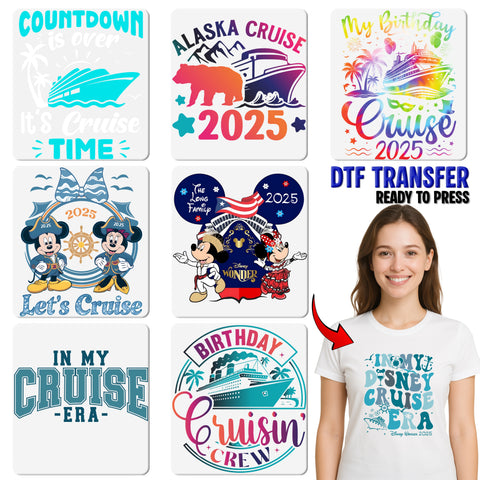 Cruise Squad Ready To Press DTF Transfer for Fun Group Vacation T-Shirt Apparel, Cute Iron-On for Family Cruise Party