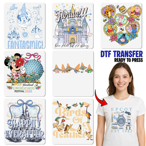 Cute Epcot Nostalgia DTF Transfer 1982 Disney Park Theme Ready To Press Iron-On for Apparel & Family Trip Shirt