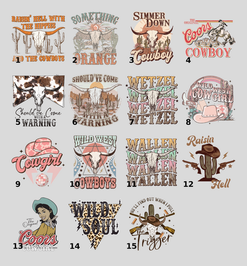 Rustic Western Boho Steer Skull DTF Transfer for Country Music Fans & Concert Apparel Tees