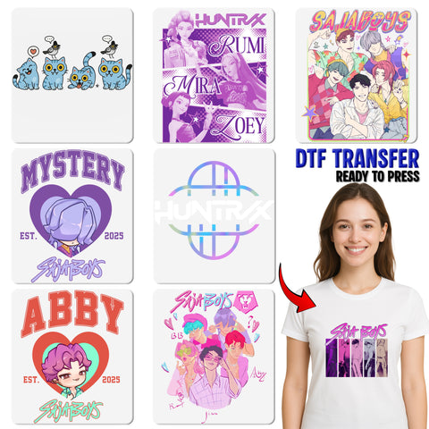 Cute Chibi Style SajaBoys DTF Transfer Ready To Press Iron-On T-Shirt Apparel K-Pop Fan Gift
