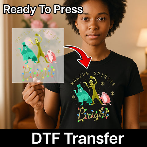 Victorian Ghosts Holiday DTF Transfer - Funny Gothic Christmas Iron-On for Group Celebrations & Quirky Apparel