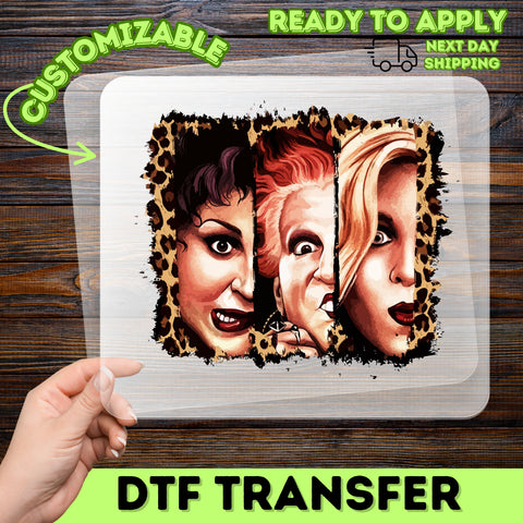 Funny Halloween Witch DTF Transfer for Retro T-Shirt, Ready to Press Iron-On for Costume Parties, Halloween Group Apparel