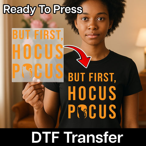 Funny Halloween Hocus Pocus Ready To Press DTF Transfer for Shirts & Hoodies - Witchy Cat Design for Halloween Enthusiasts
