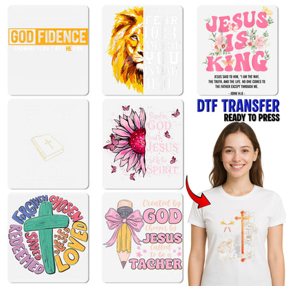 Religious Camouflage Cross Iron-On DTF Transfer Christian Scripture Shirt for Church Group & Faith Apparel