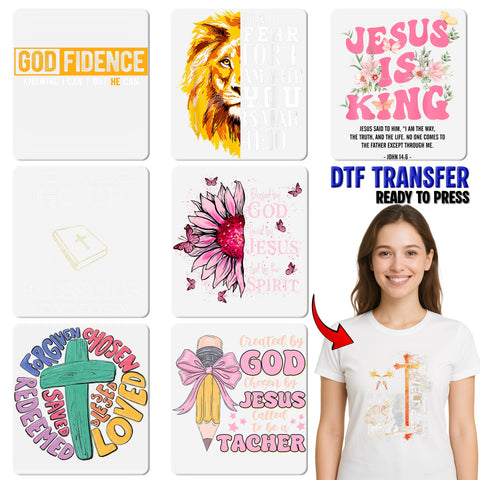 Religious Camouflage Cross Iron-On DTF Transfer Christian Scripture Shirt for Church Group & Faith Apparel