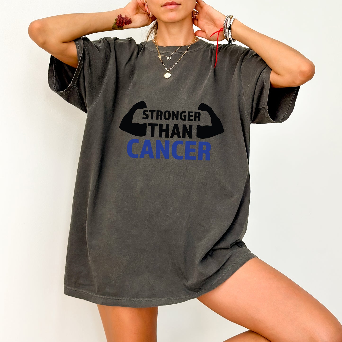 Stronger Than Cancer Ready To Press DTF Transfer for Inspirational Awareness Apparel & Gifts for Cancer Survivors