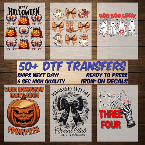 Cute Ghostly White Cat Halloween Coffee DTF Transfer Ready To Press for Women's T-Shirt or Sweatshirt