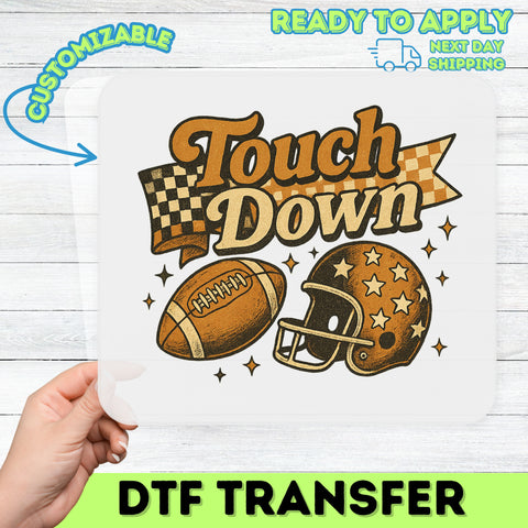 Retro Touchdown Football Celebration DTF Transfer for Game Day T-shirt, Ready To Press Vintage Sports Fan Apparel, Fun Tailgate Party Gift