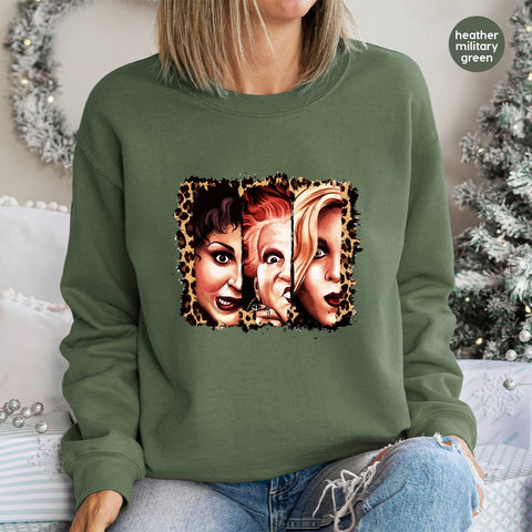 Funny Halloween Witch DTF Transfer for Retro T-Shirt, Ready to Press Iron-On for Costume Parties, Halloween Group Apparel