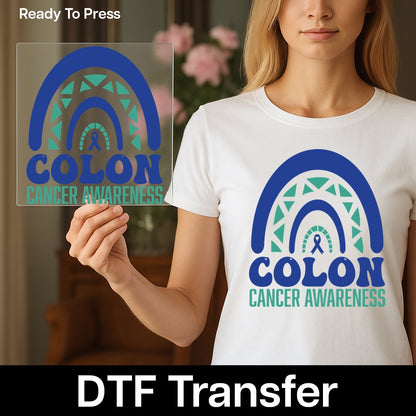 Colon Cancer Awareness Ribbon DTF Transfer for Supporters & Survivors Apparel